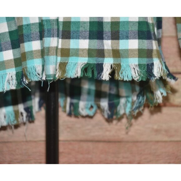 One 24 Rags Womens Green Plaid Flannel Shirt Frayed Trim Button Up Size XXL Fall - Picture 4 of 11